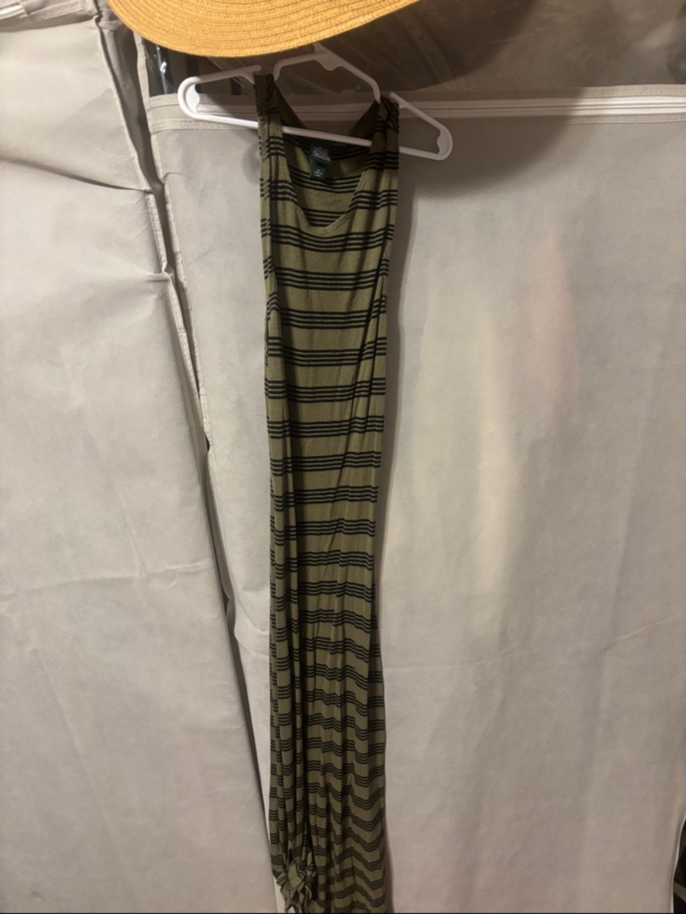 wild fable Olive and Black Striped Sleeveless Maxi Dress